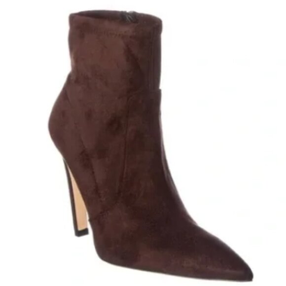 Good American Icon Bootie Suede Chocolate Brown Heeled Pointy NEW NIB - Picture 7 of 10